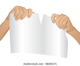 Man hands tear paper (version 1)