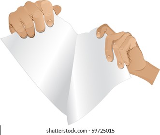 Man hands tear paper (version 2)