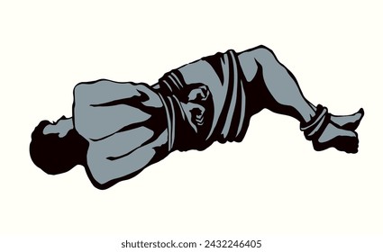 Man With hands tied. Vector drawing