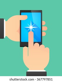 Man hands using a phone showing a sparkle