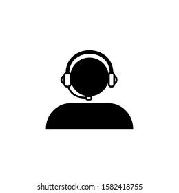 Man in handsfree headset. Trendy Flat style for graphic design, logo, Web site, social media, UI, mobile app, rendy Flat style for graphic design, logo, Web site, social media, UI, mobile app