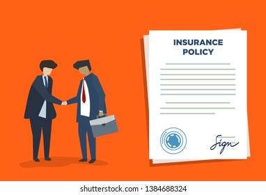 Man Handshake Insurance Policy Vector Illustration Stock Vector ...