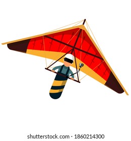 Man hang glider icon isolated on white background. Vector illustration. Hang gliding and sky extreme sport.