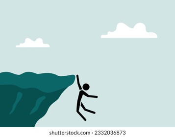 man hangind from cliff, vector illustration 