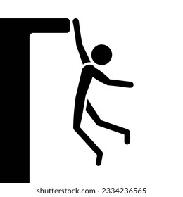 man hanging from edge, vector illustration 