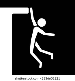 man hanging from edge, vector illustration 