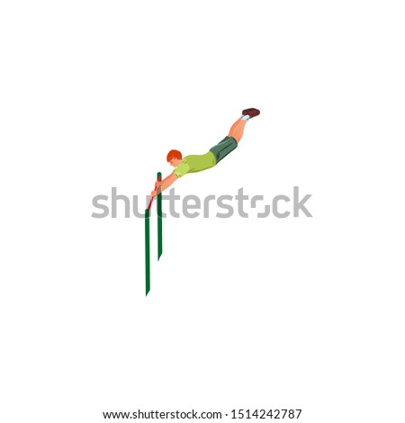 Man hanging on crossbar during street workout vector illustration