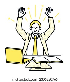 A man is happy to be released from work. Clip art of businessman.