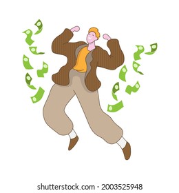 A man is happy because got a big profit