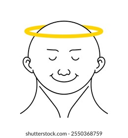 homem feliz porque ele faz oração, meditação e ioga. ilustração vetor plana sobre fundo branco