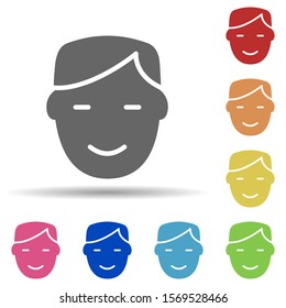 Man, happy, client in multi color style icon. Simple glyph, flat vector of business icons for ui and ux, website or mobile application