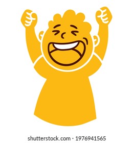 Man with happy emotion. Happy smiling emoji avatar. Portrait of a jubilant person. Cartoon style. Flat design vector illustration.