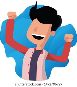 Man with happy face. Concept for expression character, Flat style vector illustration, suitable for wallpaper, banner, book illustration, card