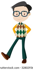 Man with happy face illustration