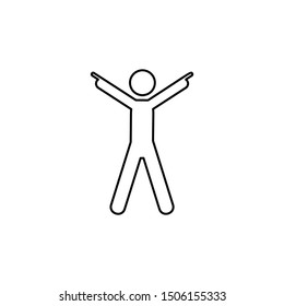 Man happy, finger icon. Element of man pointing finger thin line icon