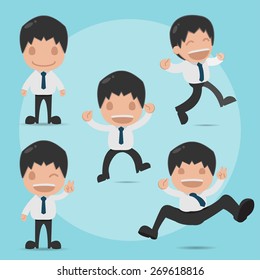 Man Happy Funny Cartoon Set Vector