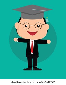 man happy graduation with black hat and glasses
