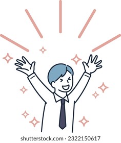 man happy with hands raised simple illustration