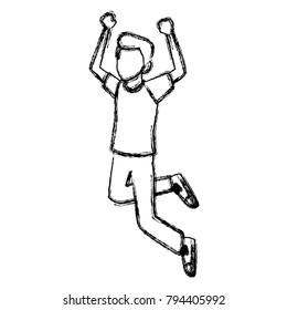 Man happy jumping cartoon
