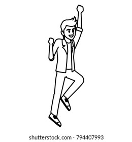 Man happy jumping cartoon