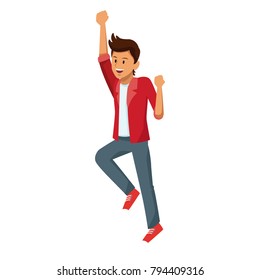 Man happy jumping cartoon