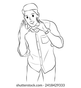 man happy shouting pose cartoon illustration