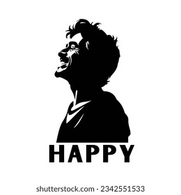 Man happy smile logo, happiness concept, vector illustration isolated