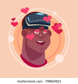 Man Happy Smiling African American Male Emoji Wearing 3d Virtual Glasses Emotion Icon Avatar Facial Expression Concept Vector Illustration