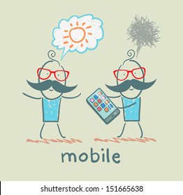 man is happy without a mobile