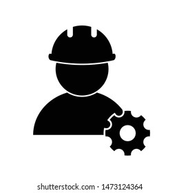 Man with hard hat. Engineer Icon.  repair, fix  sign