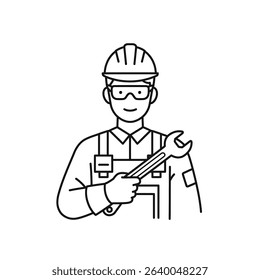 Man Hard Hat Holding Wrench Clipboard Engineer Supervisor Maintenance Planning