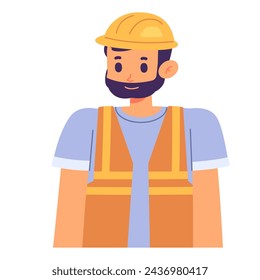 Man in hard hat and vest, suitable for construction, engineering, safety, or industrial concepts in marketing materials or presentations.
