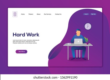 A man hard working vector illustration concept, can use for, landing page, template, ui, web, mobile app, poster, banner, flyer