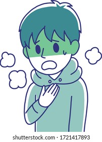 Man has a chest pain and is stuffy