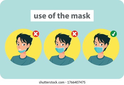 man has correct and incorrect mask on turquoise background