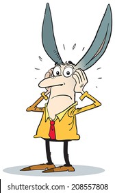 The man has donkey ears