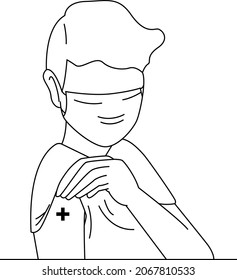 man has injected in right hand from vaccine 