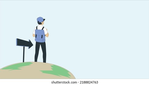 Man has to make decision which way to go for his success, Business man go On to way, Different or unique concept. One man on his way.