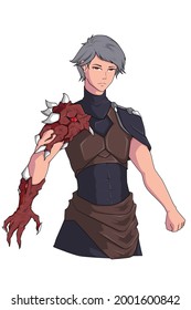 Man has parasite on hand character design