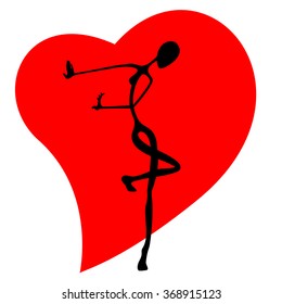 The man has pulled out the heart itself.Gift on Valentine's Day.
Cartoon. Flat. Stylization. Avant-gardism.
Gray-black-red range.