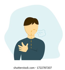 El hombre tiene escasez de ilustración del vector del aliento