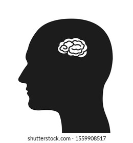 Der Mensch hat ein kleines Gehirn im Kopf - eine dumme und dumme Person mit geringem Intellekt, Intelligenz. Vektorillustration. 