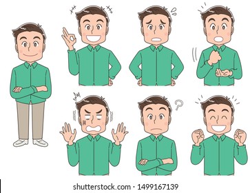 A man has various expressions