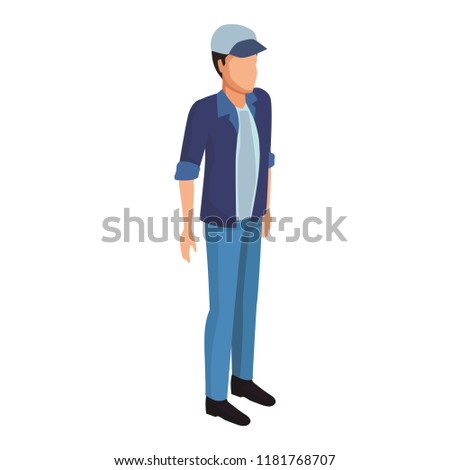 Man with hat avatar isometric