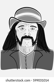 man in a hat with a beard and long hair