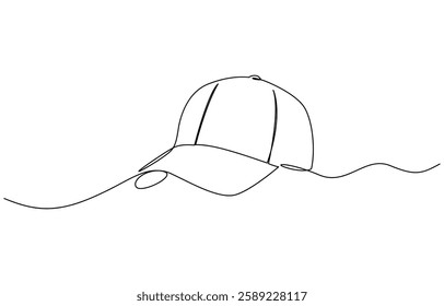 Man hat cap continuous one line drawing vector illustration, Continuous line drawing of baseball cap. One line drawing of a baseball cap. Vector illustration.