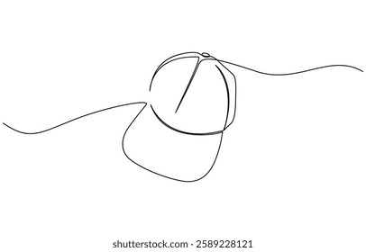 Man hat cap continuous one line drawing vector illustration, Continuous line drawing of baseball cap. One line drawing of a baseball cap. Vector illustration.