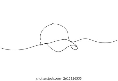 Man hat cap continuous one line drawing vector illustration, Continuous line drawing outdoor cap for man illustration vector isolated.