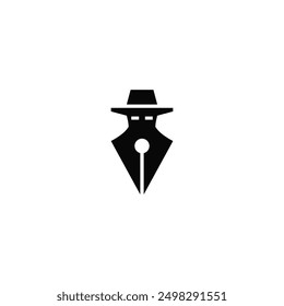 Man in hat combination with ink pen logo design.