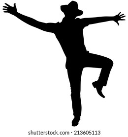 Man Hat Dancing Silhouette Vector Stock Vector (Royalty Free) 213605113 ...